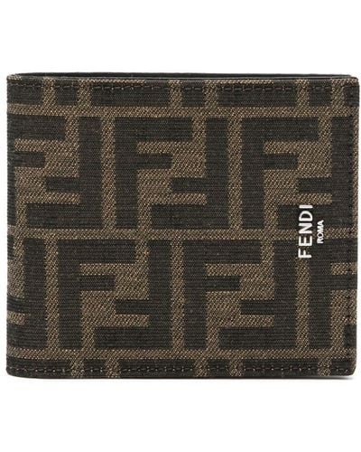 Fendi Ff-Jacquard Leather Wallet - Black
