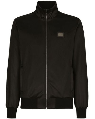Dolce & Gabbana Logo-Tag Zip-Up Sweatshirt - Black