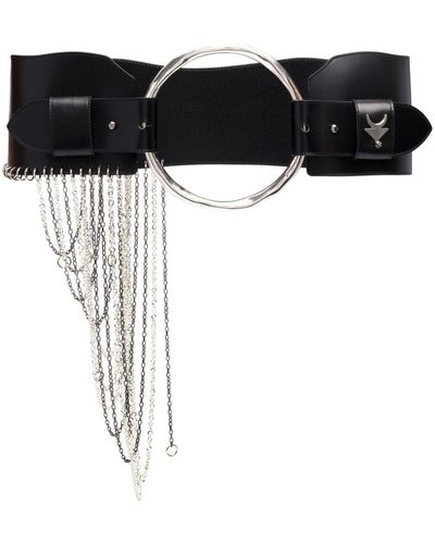 Inan Chain-Fringe Detail Belt - Black