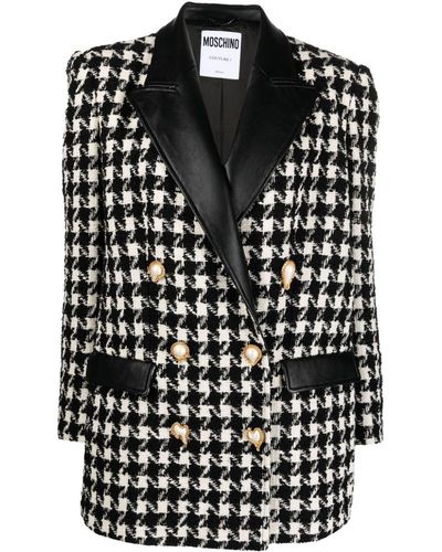 Moschino Houndstooth-pattern Double-breasted Jacket - Black