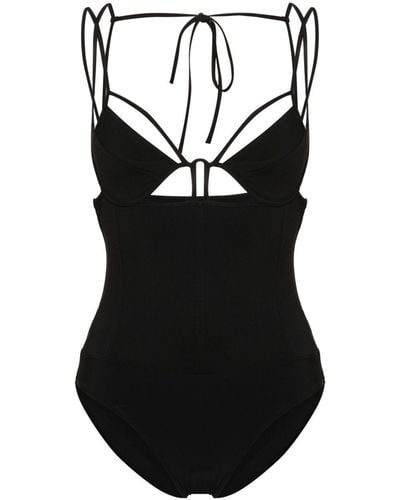 Nensi Dojaka V-Neck Cut-Out Swimsuit - Black