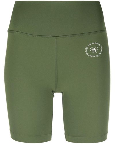 Sporty & Rich Logo-Print Biker Shorts - Green