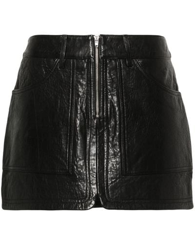 Ba&sh Crinkled-Finish Leather Skirt - Black