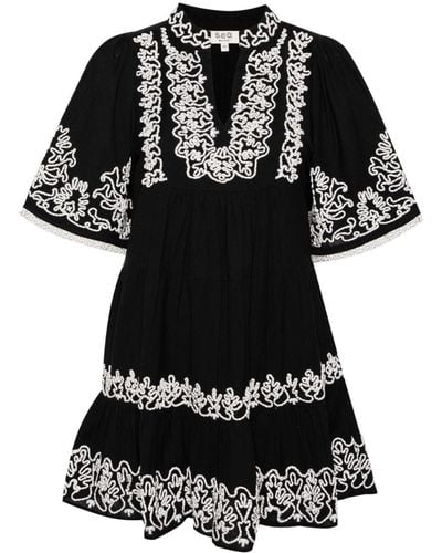 Sea Cordera-Embroidered Mini Dress - Black