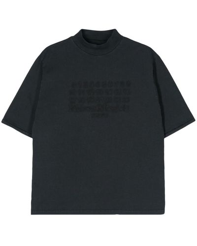 Maison Margiela Numbers-Embroidery Cotton T-Shirt - Black