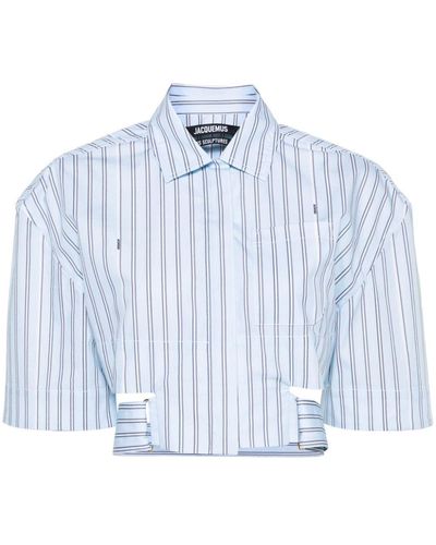 Jacquemus La Chemise Courte Bari Striped Shirt - Blue