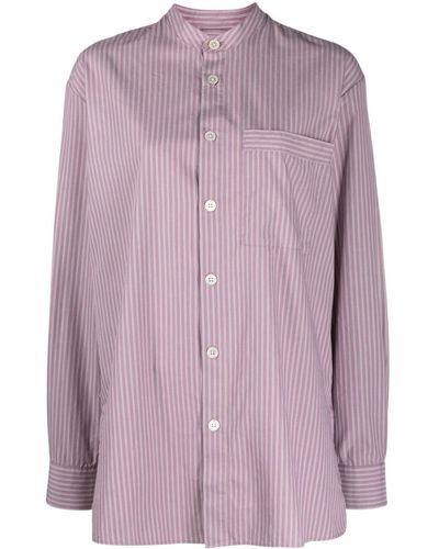 Tekla Striped Organic Cotton Shirt - Purple