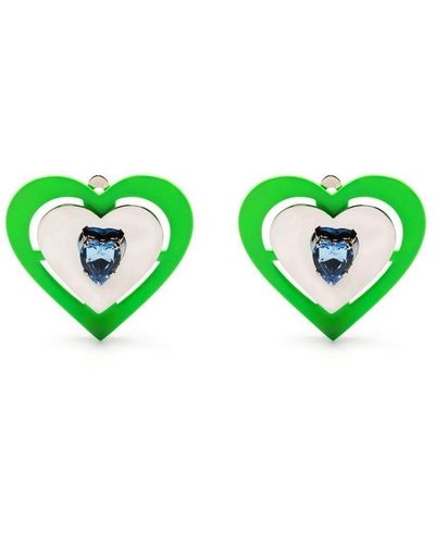 Safsafu Neon Heart-Shaped Earrings - Green