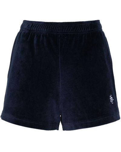 Sporty & Rich Src Velour Mini Shorts - Blue