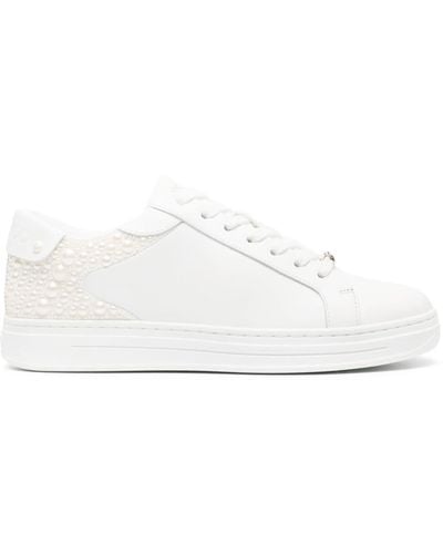 Jimmy Choo Rome/F Pearl-Embellished Sneakers - White