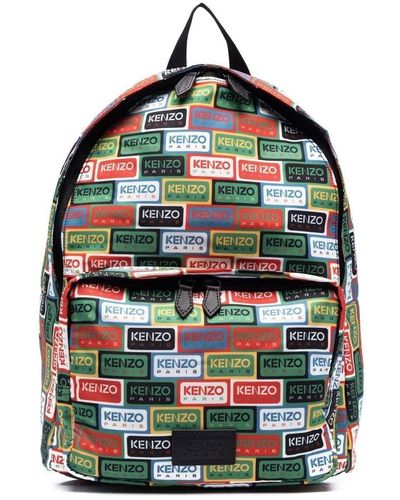 KENZO Labels Logo-print Backpack - Gray