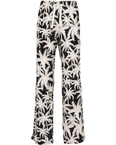Palm Angels Palm-Tree Print Loose Trousers - White