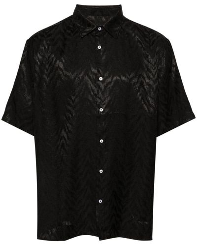 FAMILY FIRST Patterned Bowling Shirt - Black
