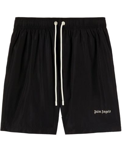 Palm Angels Logo-Embroidered Swim Shorts - Black