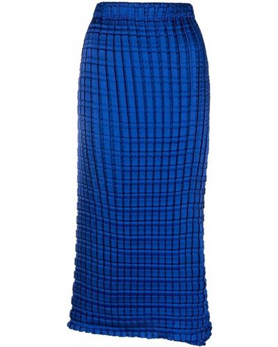 Sid Neigum Double Box-pleated Skirt - Blue