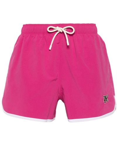 Palm Angels Monogram-Patch Swim Shorts - Pink