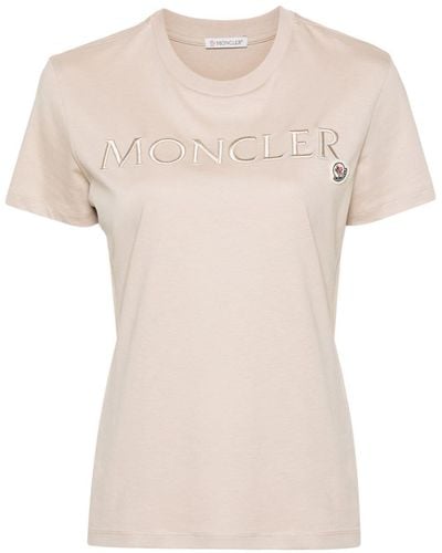 Moncler Logo-Embroidered Cotton T-Shirt - Natural