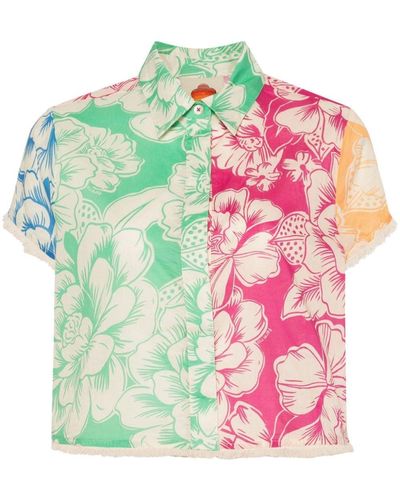 FARM Rio Floral-Print Cotton Shirt - Pink