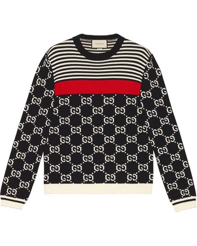 Gucci GG And Stripes Knit Sweater - Black