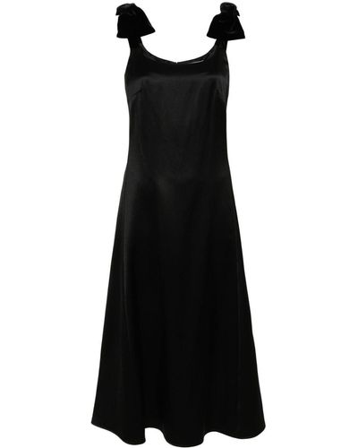 Chloé Bow-Embellished Satin Midi Dress - Black