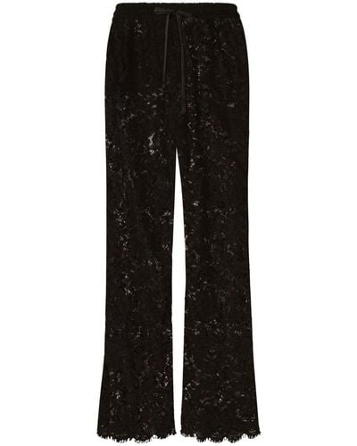 Dolce & Gabbana Lace-Panelling Semi-Sheer Pants - Black