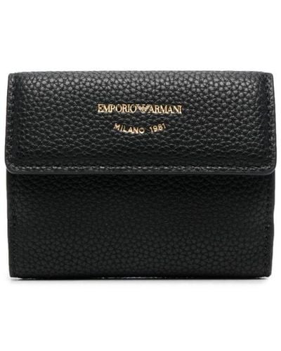 Emporio Armani Faux-Leather Tri-Fold Wallet - Black