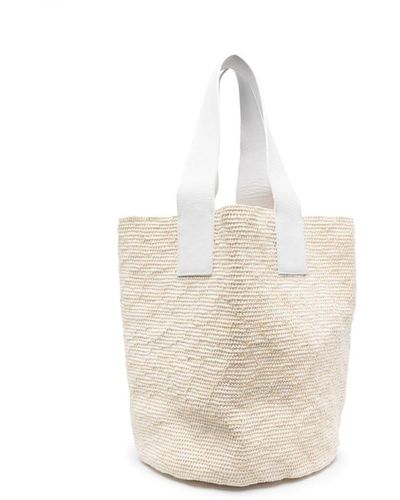 Sensi Studio Woven-Straw Big Tote Bag - White