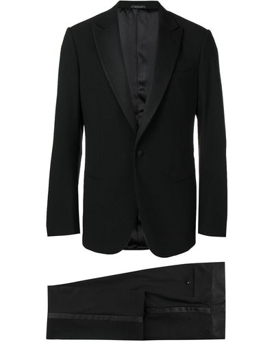 Giorgio Armani Single-Breasted Wool Suit - Black