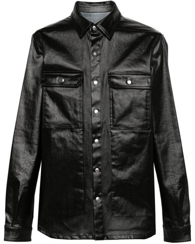 Rick Owens Coated Denim Shirt Jacket - Black