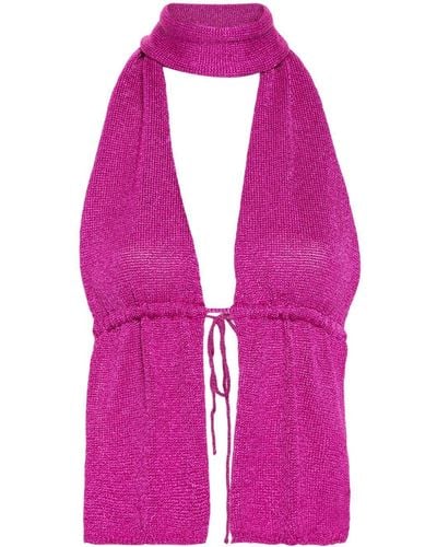 GIMAGUAS Brillo Open-Back Knitted Top - Pink