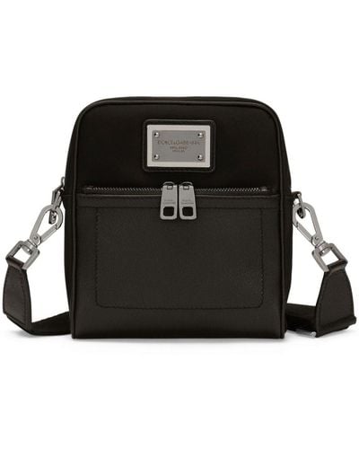 Dolce & Gabbana Logo-Plaque Zip-Fastening Messenger Bag - Black