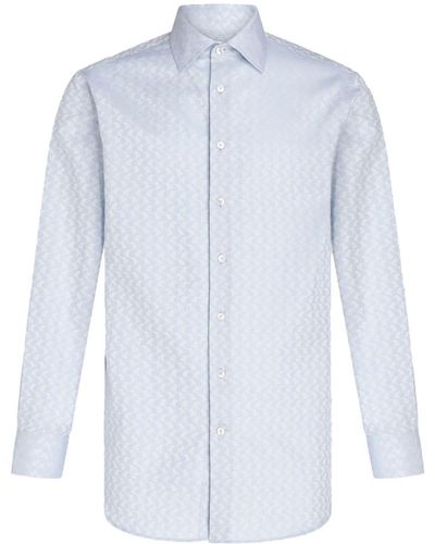 Etro Micro-Paisley Jacquard Shirt - Blue