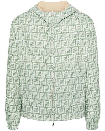Fendi Ff-Print Reversible Hooded Jacket - Green