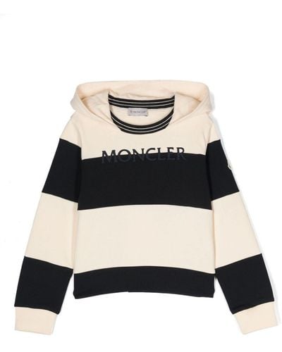 Moncler Striped Cotton Hoodie - Black