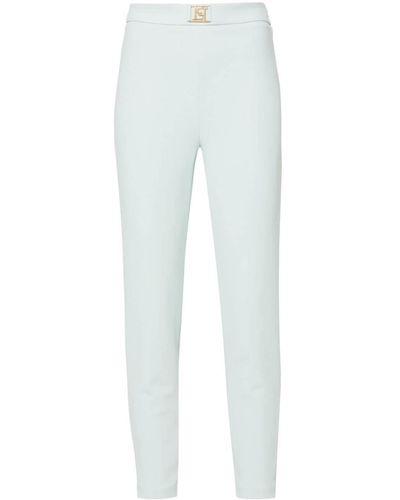Elisabetta Franchi Logo-Plaque Straigh-Leg Trousers - White