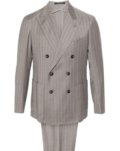 Tagliatore Striped Double-Breasted Suit - Gray
