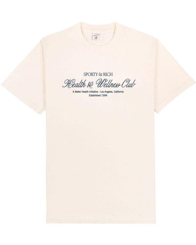 Sporty & Rich H&W Club Cotton T-Shirt - Natural