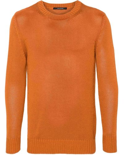 Tagliatore Crew-Neck Cotton Sweater - Orange