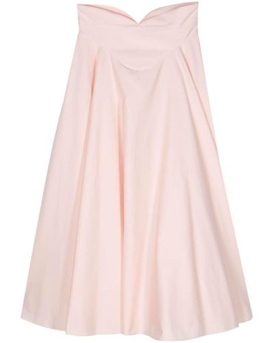 Alexander McQueen Cotton Flared Midi Skirt - Pink