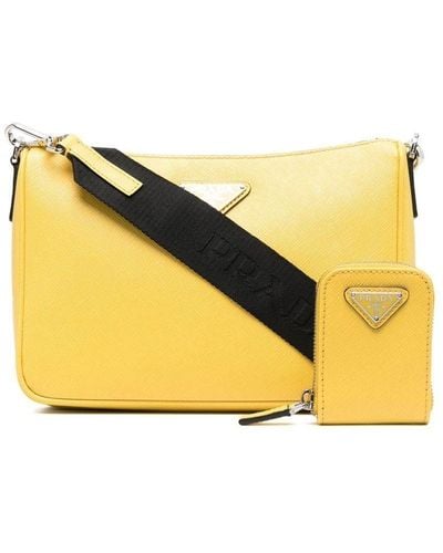 Prada Saffiano-Leather Crossbody Bag - Yellow