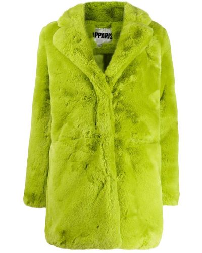 Apparis Manon Neon Faux Fur Coat - Green