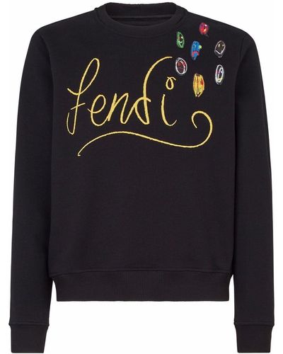 Fendi Logo-embroidered Sweatshirt - Black
