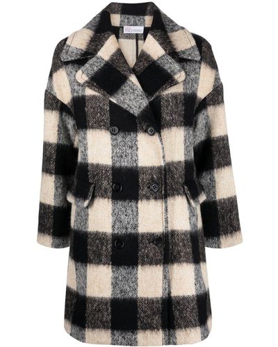 RED Valentino Checked Double-breasted Coat - Black