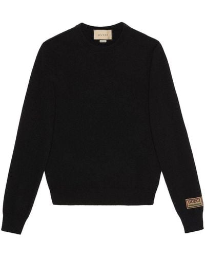 Gucci Logo Patch Cashmere Sweater - Black