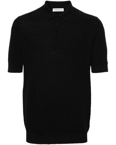 GOES BOTANICAL Interlock Merino Wool Polo Shirt - Black