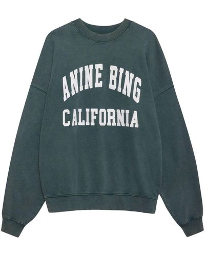 Anine Bing Miles Logo-Print Sweatshirt - Blue