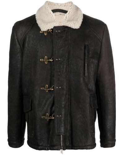 Salvatore Santoro Shearling-Lining Leather Jacket - Black