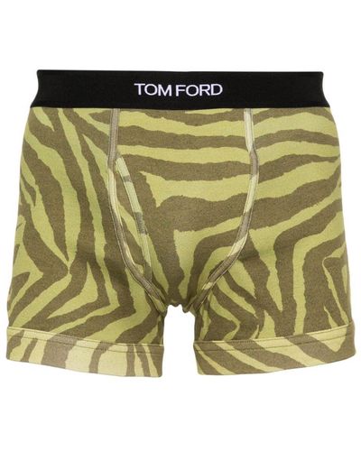 Tom Ford Patterned Stretch-Cotton Briefs - Green