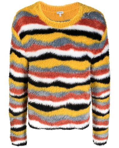 Loewe Wavy Stripe Brushed Sweater - Yellow