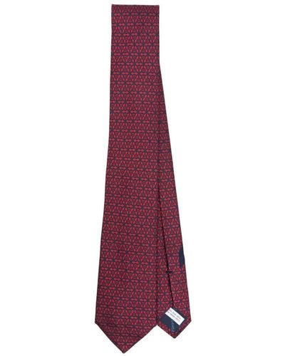 Ferragamo Geometric Patterned-Jacquard Silk Tie - Purple